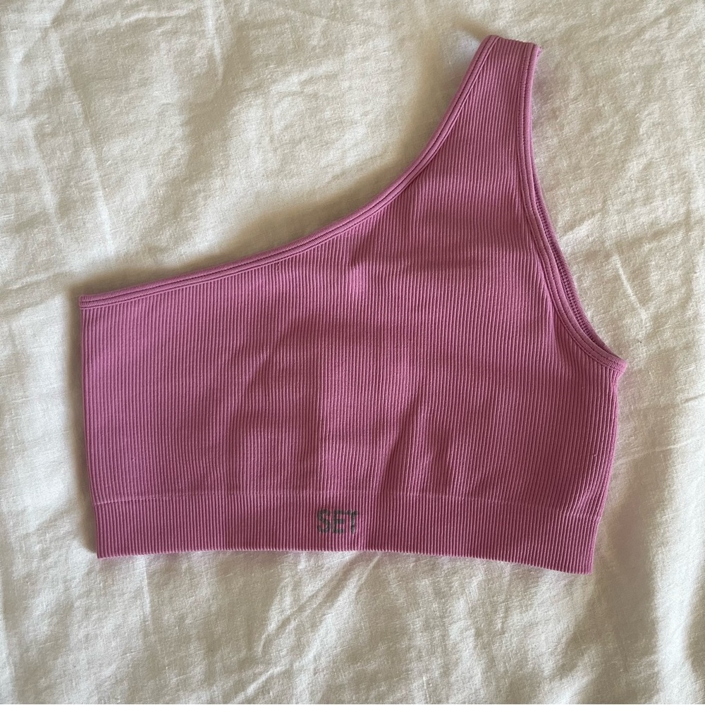 Set Active Pink One Shoulder Top